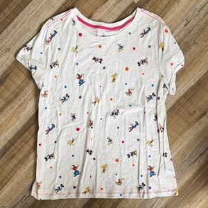 Disney White Short Sleeve Tee with Colorful Characters